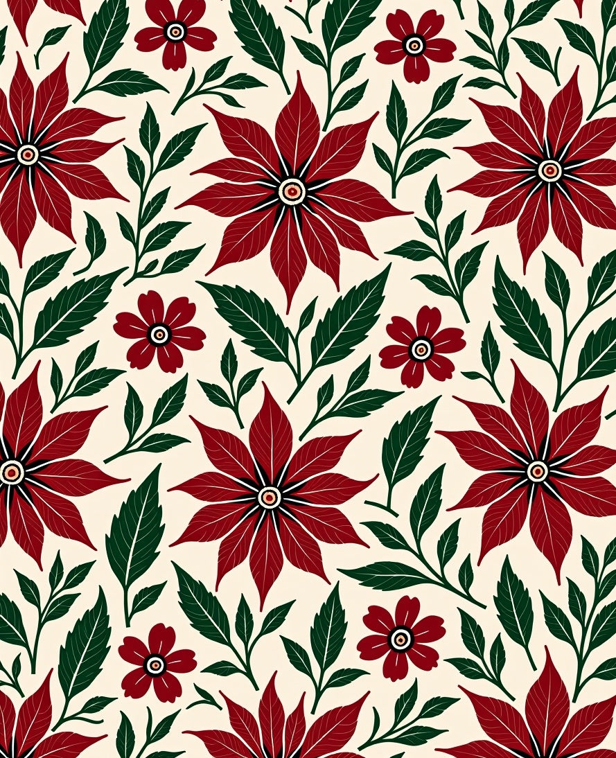 Crimson Floral With Green Foliage Rug