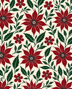 Crimson Floral With Green Foliage Rug