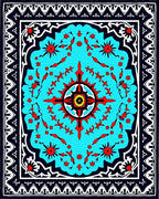 Bold Geometric Mandala Floral Design Rug