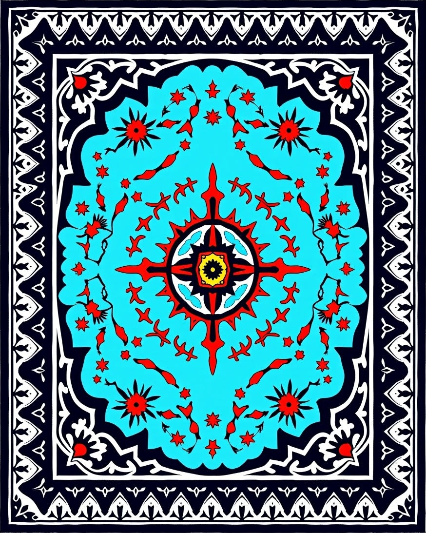 Bold Geometric Mandala Floral Design Rug