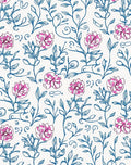 Floral Sketch Blue Pink Pattern Design Rug