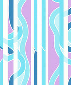 Vivid Blues Lavender Stripes Swirl Design Rug