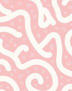 Playful Pink Heart Abstract Design Rug