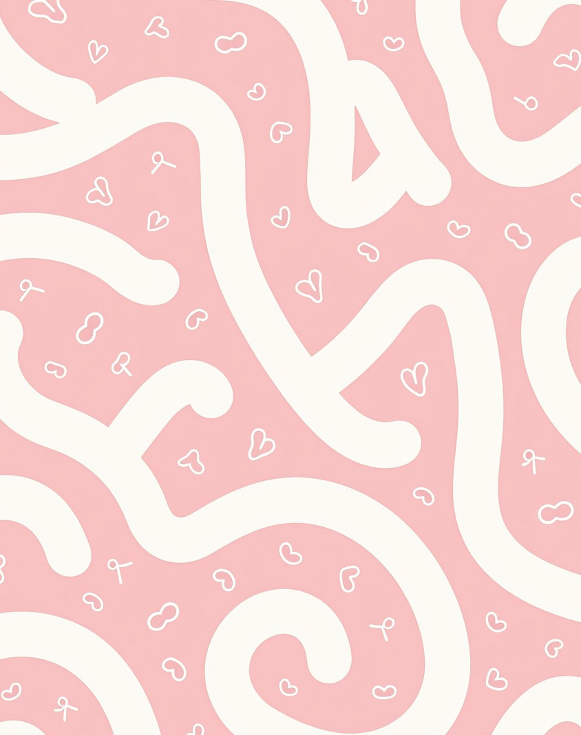 Playful Pink Heart Abstract Design Rug