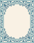 Classic Teal Vine Scroll Border Design Rug