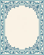 Classic Teal Vine Scroll Border Design Rug