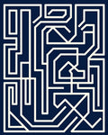 Navy White Geometric Maze Lines Rug
