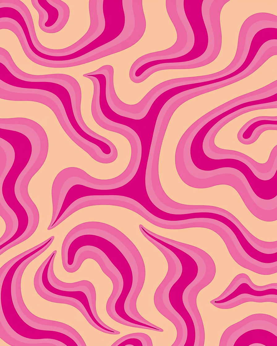 Pink Peach Swirl Wave Design Rug