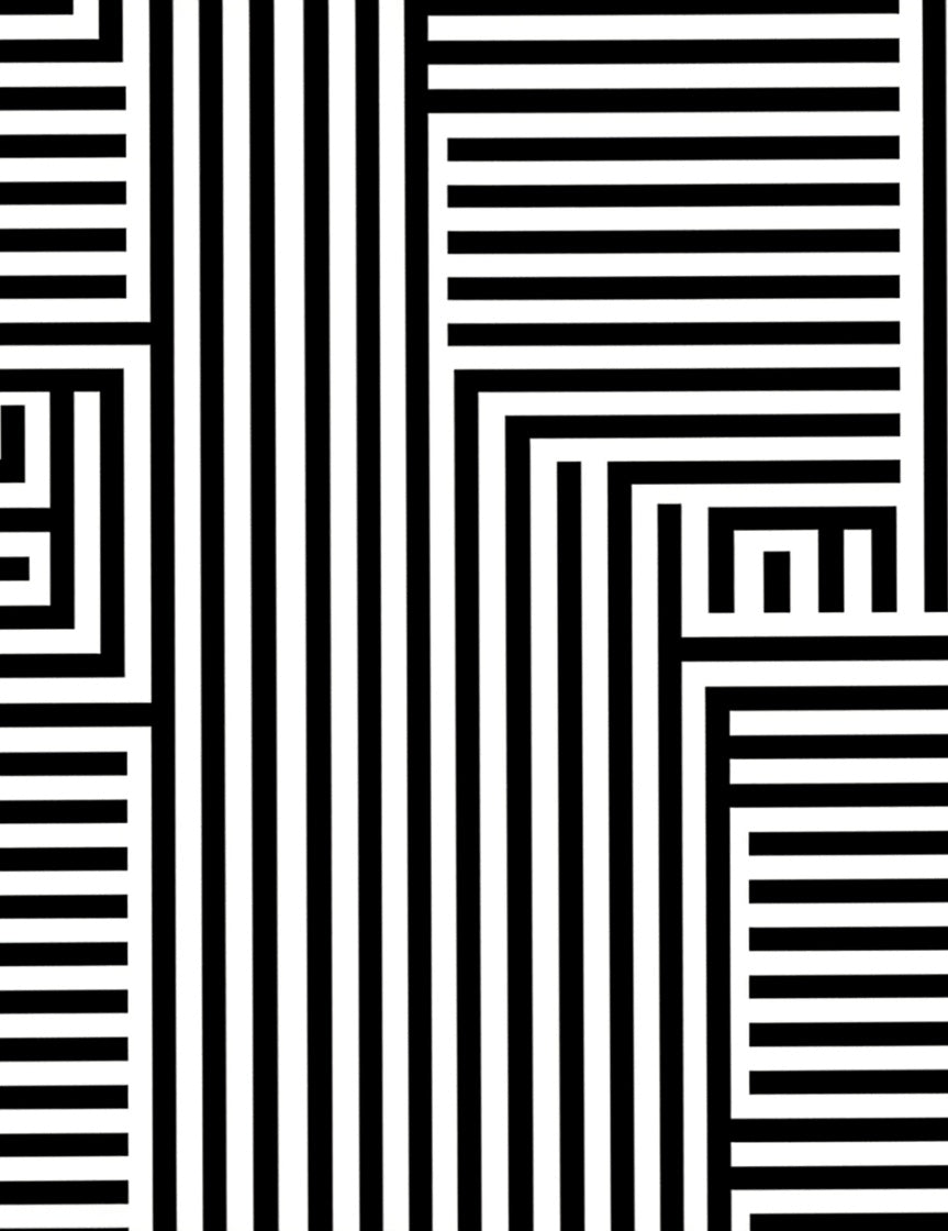 Bold Black White Geometric Stripe Rug