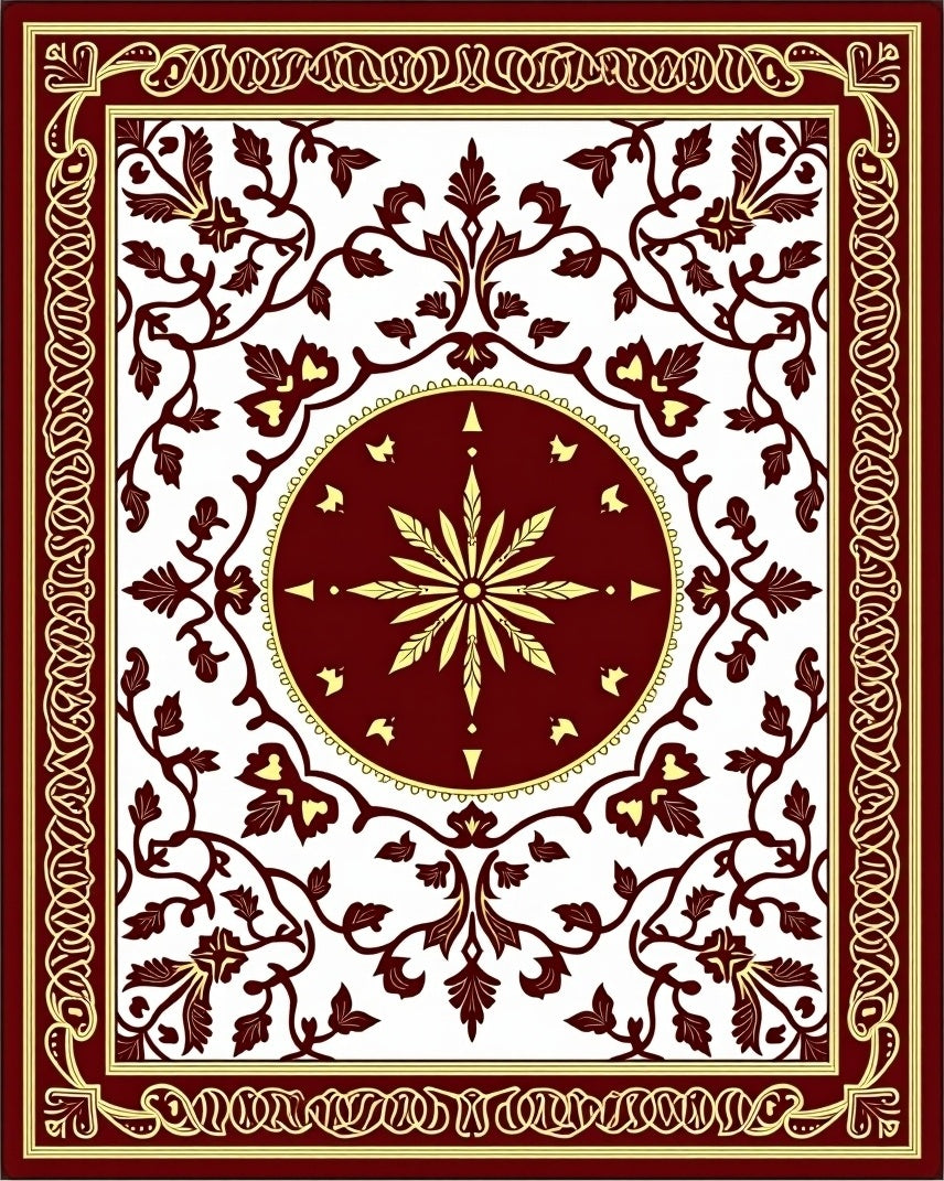 Rich Wine Scarlet Floral Scroll Rug