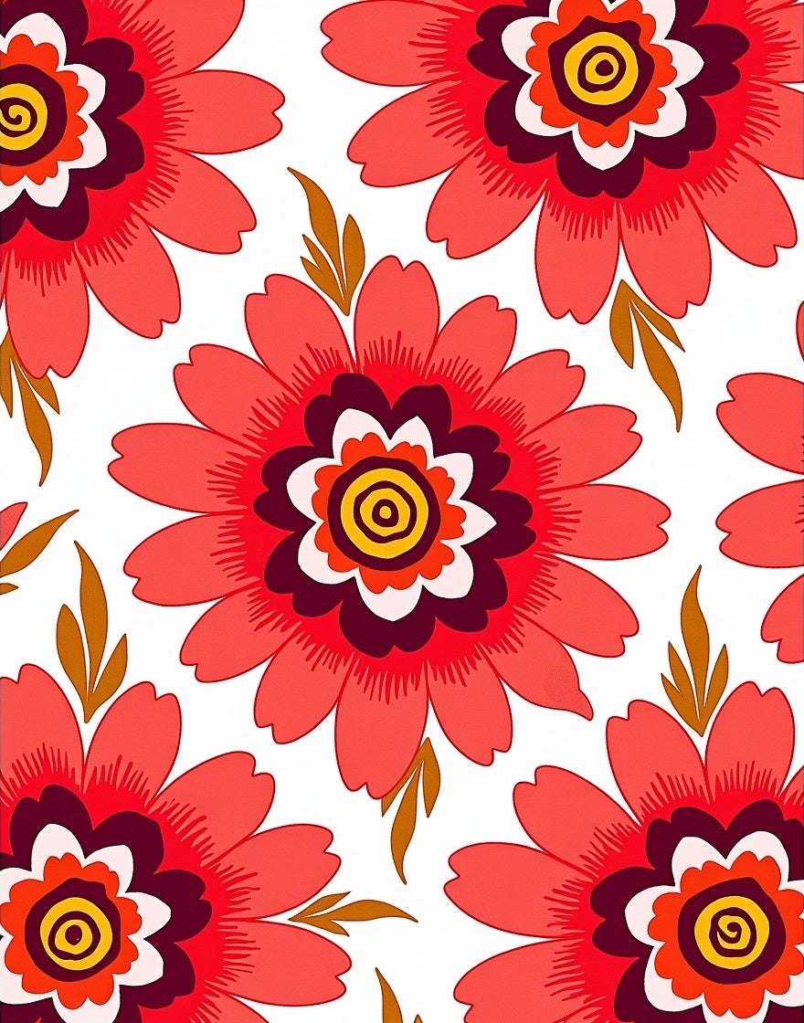Vibrant Coral Bloom Pattern Design Rug