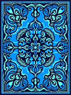 Deep Blue Abstract Symmetry Rug