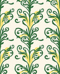Green Yellow Scrollwork Floral Accents Rug