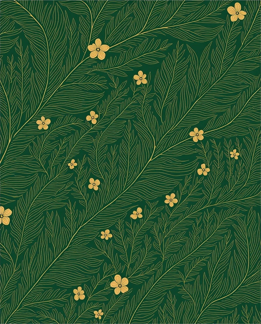 Elegant Green Floral Vine Pattern Rug