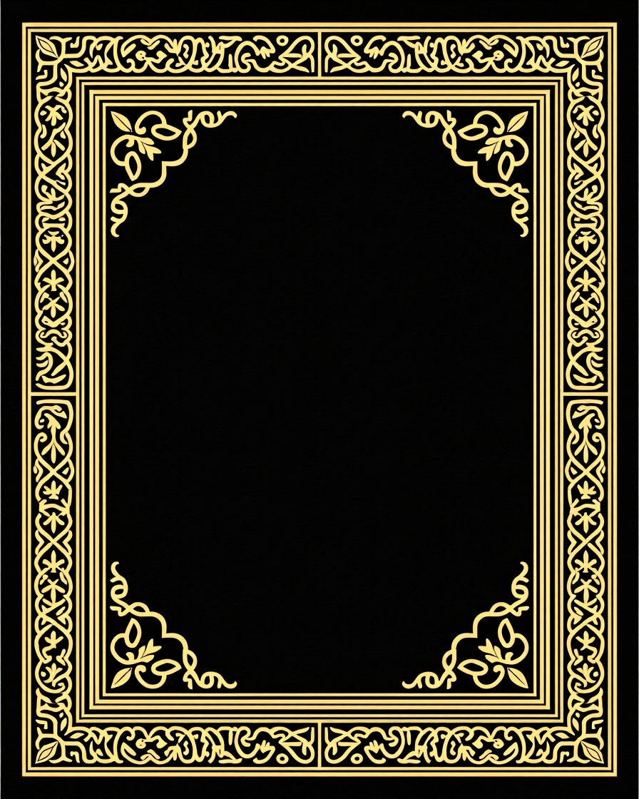Elegant Ornate Gold Border Design Rug