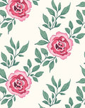 Delicate Pink Rose Leaf Pattern Rug