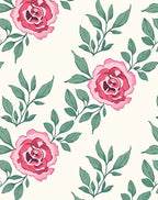 Delicate Pink Rose Leaf Pattern Rug