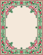 Vintage Floral Swirl Border Design Rug