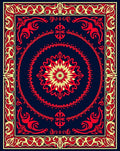 Elegant Red Gold Floral Medallion Rug