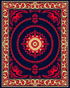 Elegant Red Gold Floral Medallion Rug