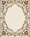 Ornate Brown Floral Scrollwork Design Rug