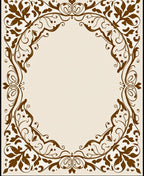 Ornate Brown Floral Scrollwork Design Rug