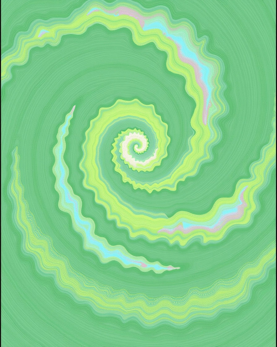 Muted Green Wavy Spiral Rug