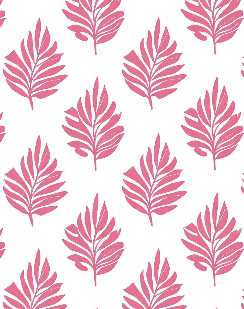 Pink Leaf Patterned Textile Rug