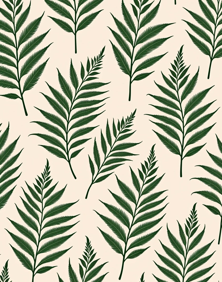 Tropical Fern Leaf Pattern Design Rug