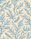 Blue Vine Abstract Botanical Pattern Rug