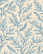 Blue Vine Abstract Botanical Pattern Rug
