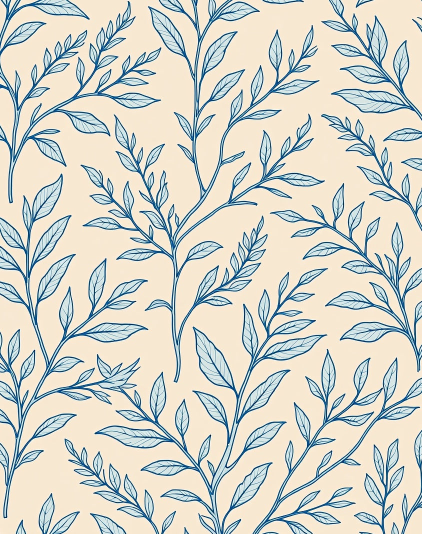 Blue Vine Abstract Botanical Pattern Rug