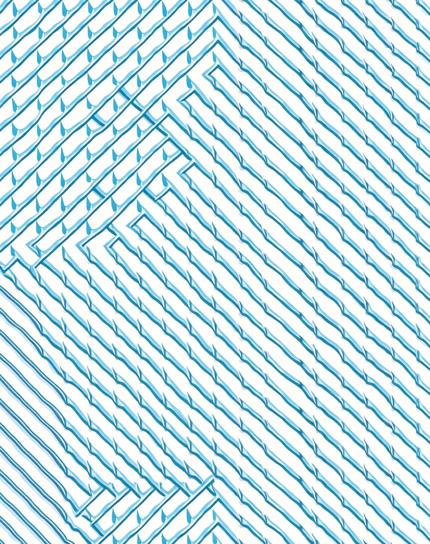 Blue White Geometric Pattern Rug