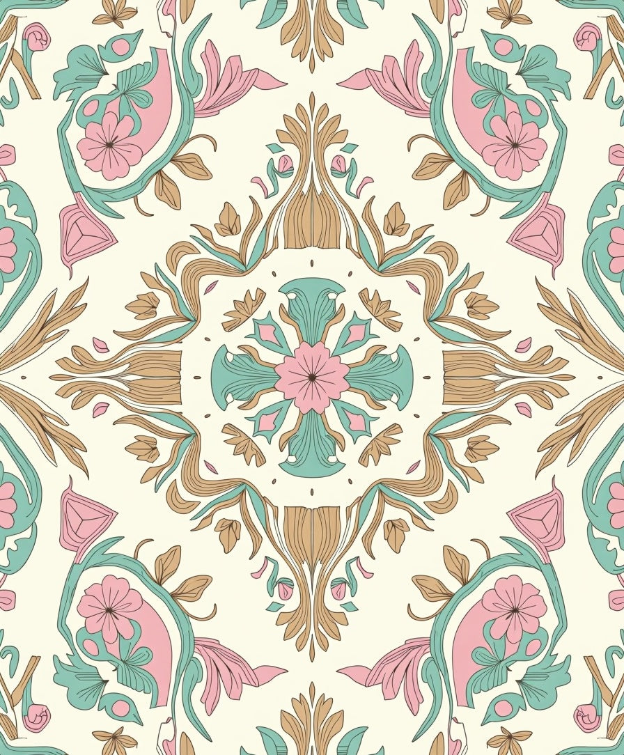Art Nouveau Floral Medallion Pattern Rug