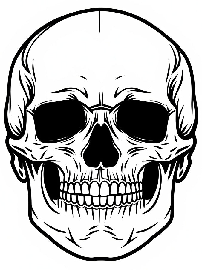 Bold Black White Skull Art Rug