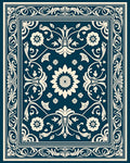 Classic Floral Scrollwork Teal Area Rug