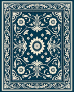Classic Floral Scrollwork Teal Area Rug