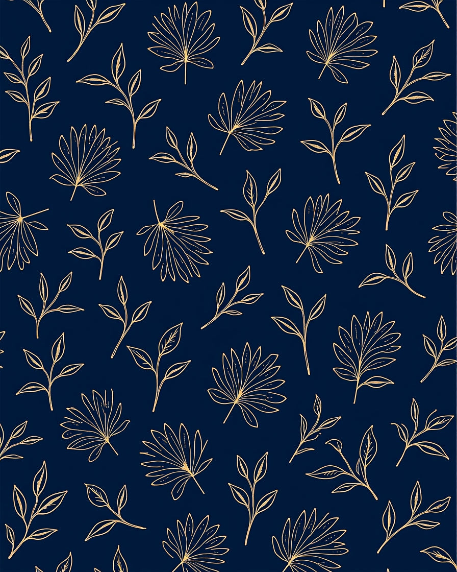 Tropical Leaf Line Art Pattern Rug