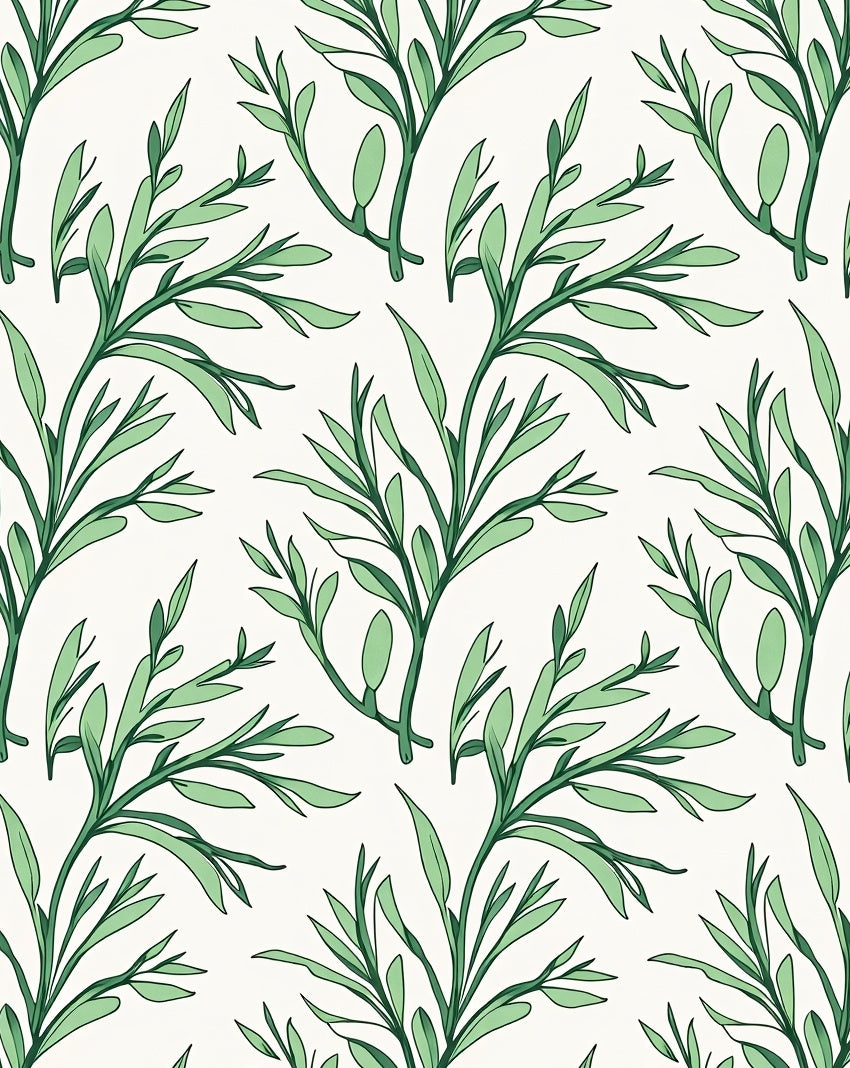 Botanical Greenery Branch Pattern Rug