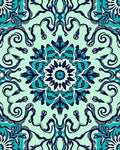 Teal Floral Mandala Pattern Rug