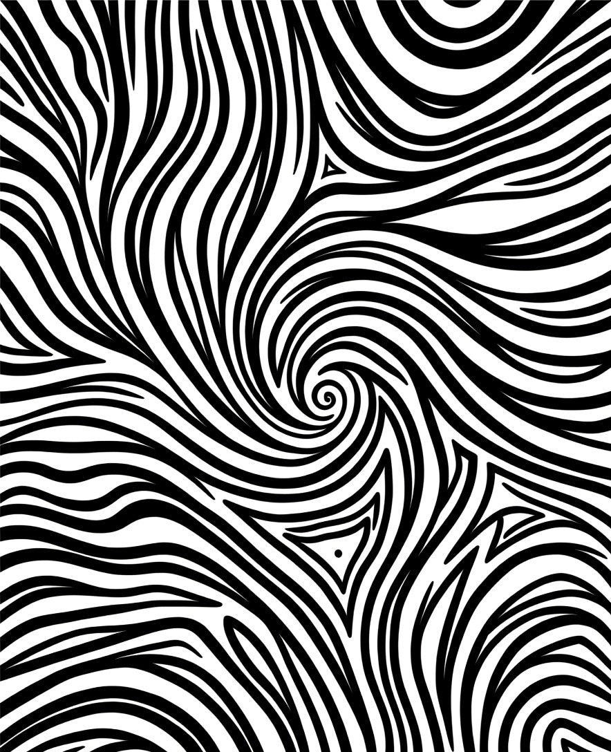 Bold Black White Abstract Swirls Rug