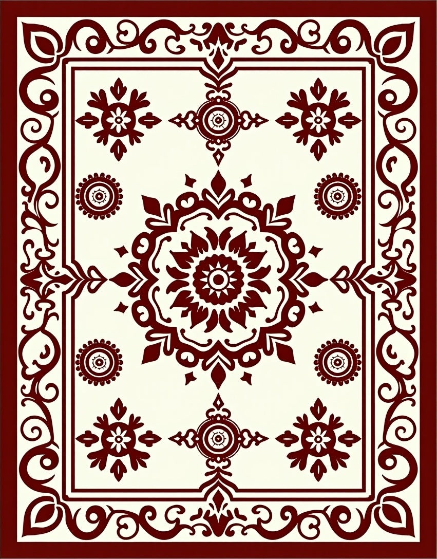 Ornate Floral Mandala Pattern Rug