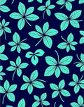 Aqua Leaf Pattern on Dark Blue Rug