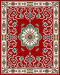 Intricate Floral Medallion Red Design Rug