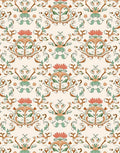 Floral Swirl Pattern With Green Orange Rug