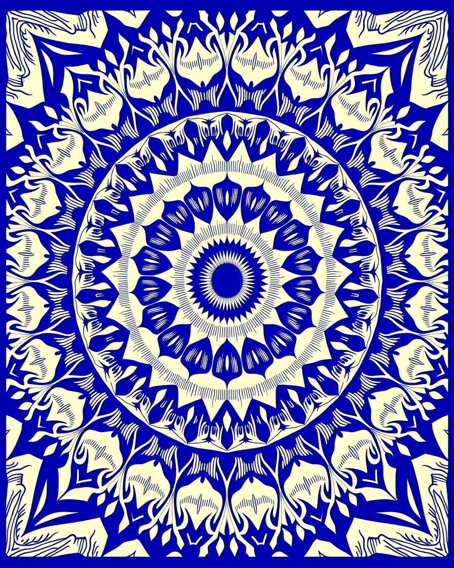 Mandala Of Flowers And Leaves Rug