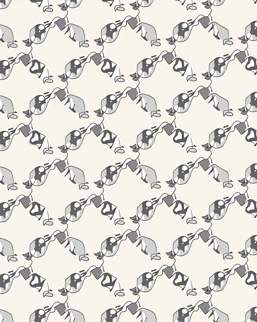 Modern Black Gray Abstract Figure Pattern Rug