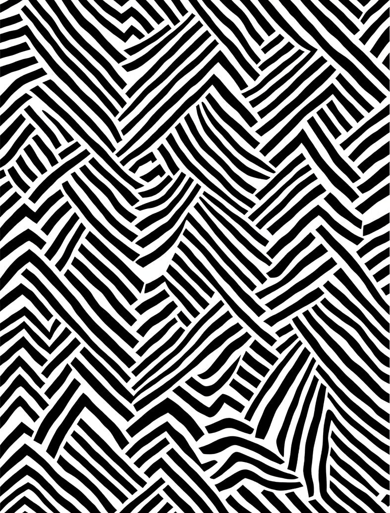 Bold Black White Interlocking Stripes Rug