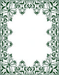 Ornate Emerald Floral Border Design Rug