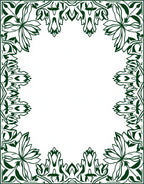Ornate Emerald Floral Border Design Rug